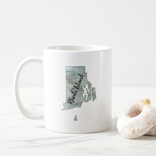 Taza De Café Ilustracion Estatal de Rhode Island (Con donut)