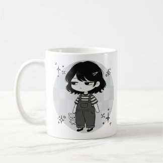 Taza De Café Ilustración estética de chibi chica sobre ello red