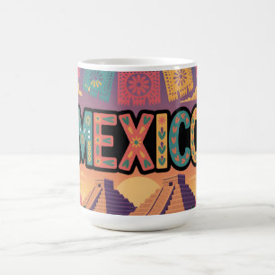 Taza De Café Ilustración festiva de México con pirámides