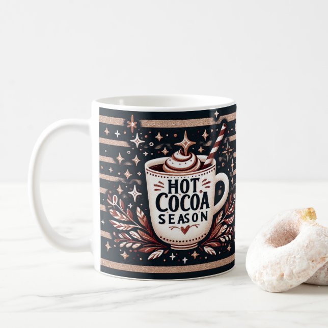 Taza De Café Ilustracion festivo de cacao caliente (Con donut)