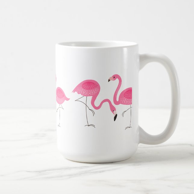 Taza De Café Ilustracion Flamingos Rosa (Derecha)