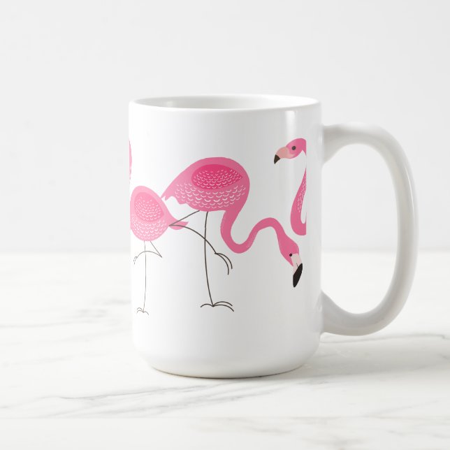 Taza De Café Ilustracion Flamingos Rosa (Derecha)