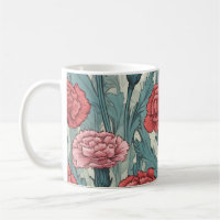 Ilustracion floral de claveles rosados