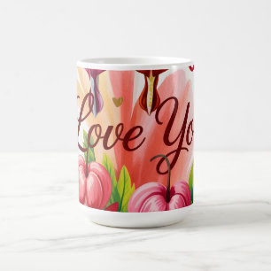 Taza De Café Ilustración floral de corazón sangrante con Love Y