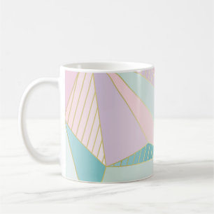 Taza De Café (ilustracion) fondo de línea dorada, arti abstract