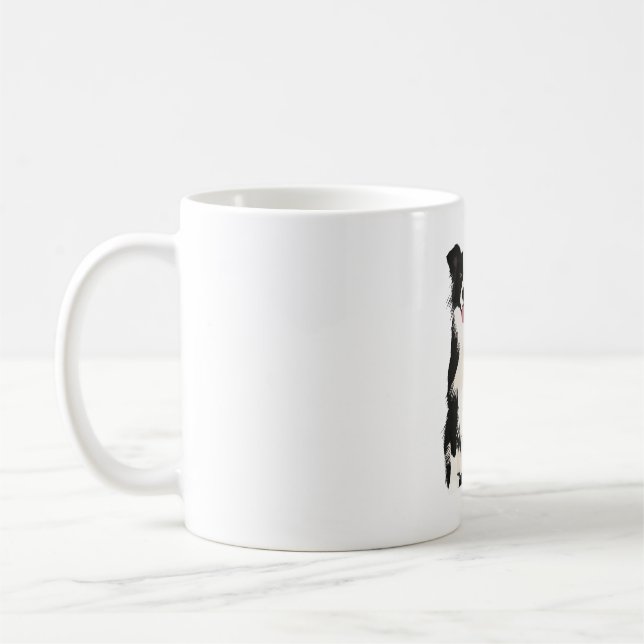 Taza De Café Ilustracion Fronterizo de Collie. (Izquierda)