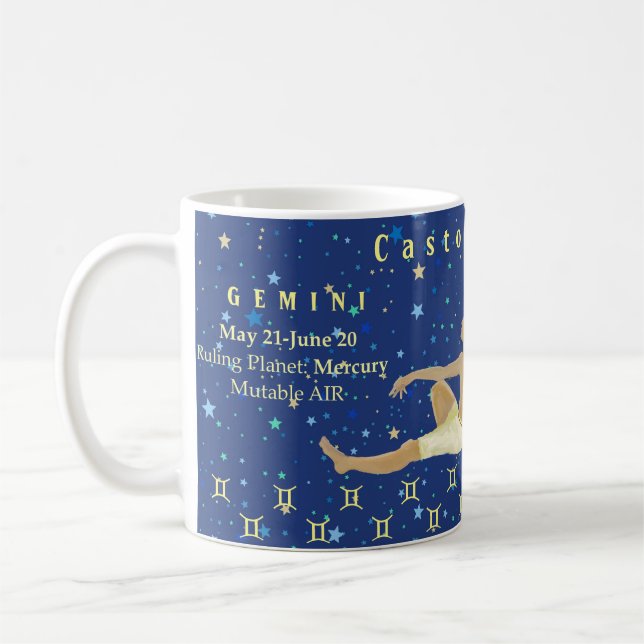 Taza De Café Ilustracion Gemini zodiaco moderno personalizado (Izquierda)