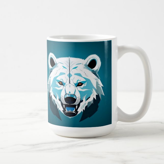 Taza De Café Ilustración Geométrica de Oso Polar Feroz (Derecha)