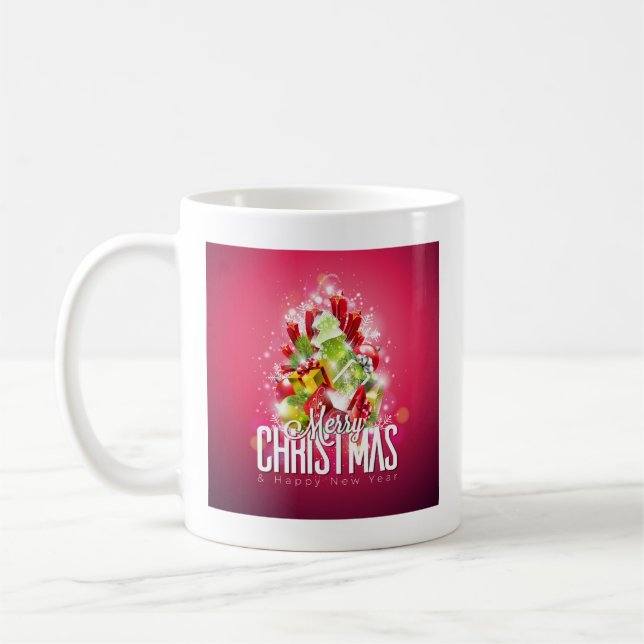 Taza De Café Ilustracion gráfico de Navidades rojos modernos (Izquierda)