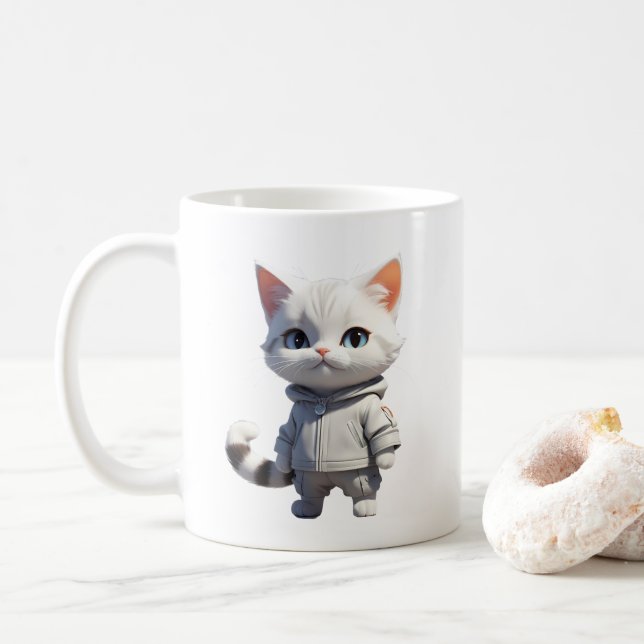 Taza De Café Ilustracion Guay y Cat Adorable (Con donut)