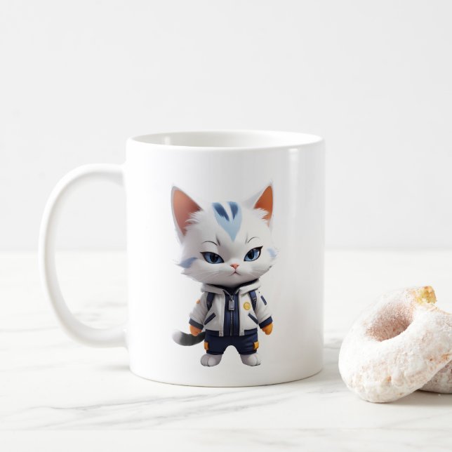 Taza De Café Ilustracion Guay y Cat Adorable (Con donut)