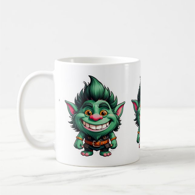 Taza De Café Ilustracion Happy Little Troll Chibi (Izquierda)