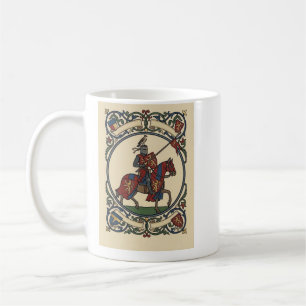 Taza De Café Ilustración heráldica de caballero medieval a caba