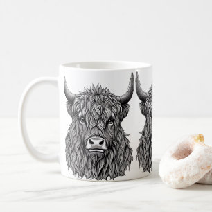 Taza De Café Ilustracion Highland Bull