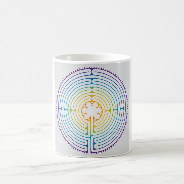 Taza De Café Ilustracion Laberinto de Chartres - Color arcoiris (Centro)
