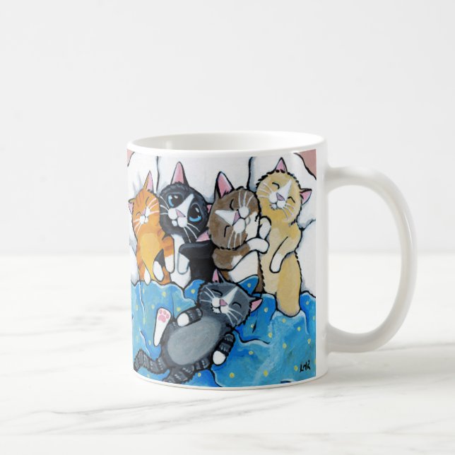 Taza De Café Ilustracion lindo del Sleepover del gatito (Derecha)