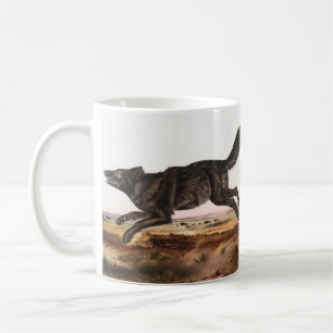 Taza De Café Ilustracion Lobo Norteamericano Negro (Canis lupus