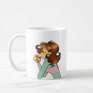 Taza De Café Ilustracion matutino acogedor Chica de café
