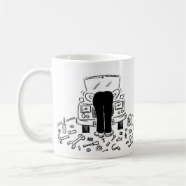 Taza De Café Ilustracion mecánico de coches en un