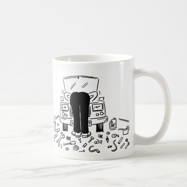 Taza De Café Ilustracion mecánico de coches en un (Derecha)