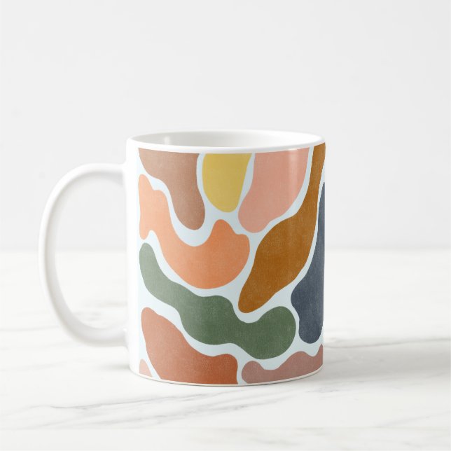 Taza De Café Ilustración moderna abstracta en tonos terrosos. (Izquierda)