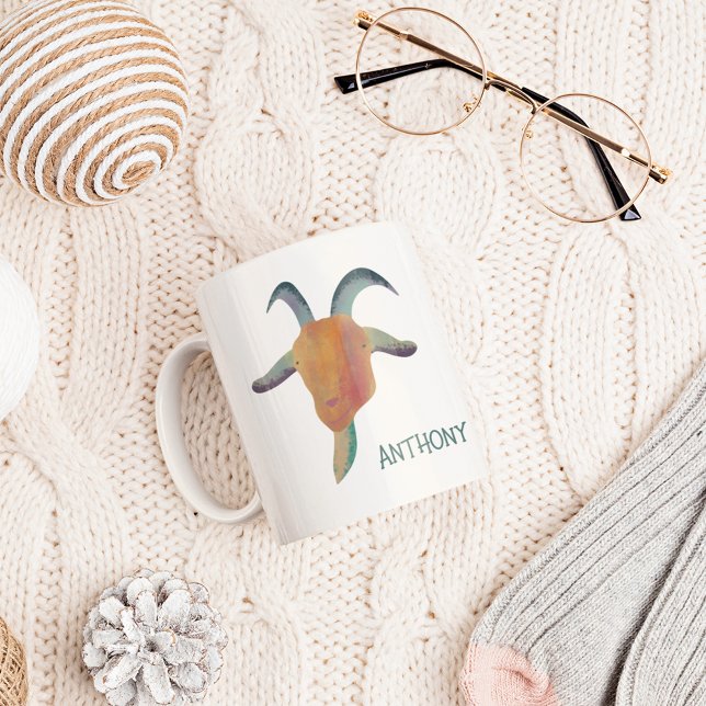 Taza De Café Ilustracion moderno de cabra pintada personalizado (Subido por el creador)