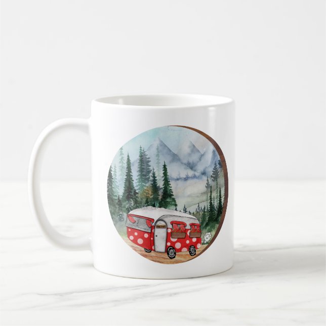 Taza De Café Ilustracion Mountain Adventure Camper (Izquierda)
