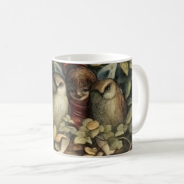 Taza De Café Ilustracion Natural de las Lechuzas y las Fe de El (Anverso derecho)