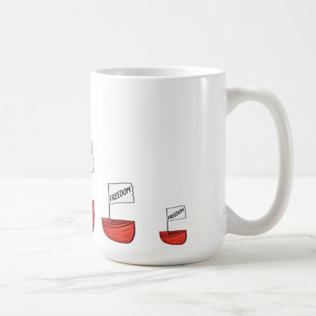 Taza De Café Ilustracion Nautical Freedom Boat (Derecha)