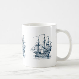 Taza De Café Ilustracion Náutico Navy-Blue Wind