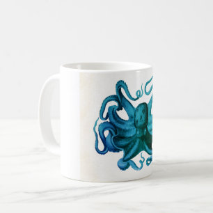 Taza De Café Ilustracion Octopus de color agua