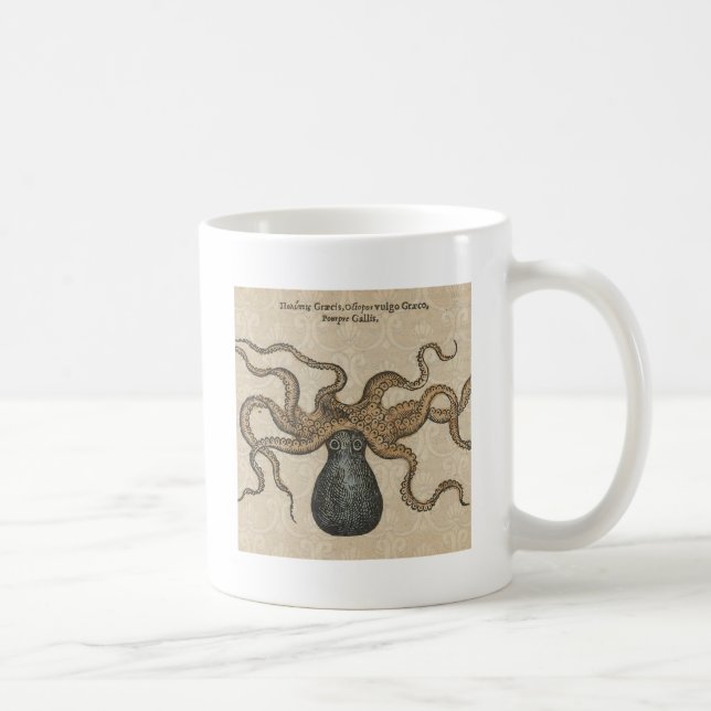 Taza De Café Ilustracion Octopus Kraken Vintage (Derecha)