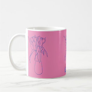 Taza De Café Ilustracion Original De Tulip Line Moderna Para El
