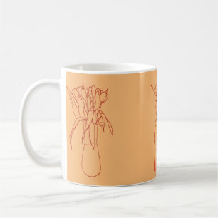 Taza De Café Ilustracion Original De Tulip Line Moderna Para El
