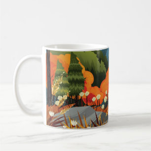 Taza De Café Ilustracion panorámico brillante de otoño