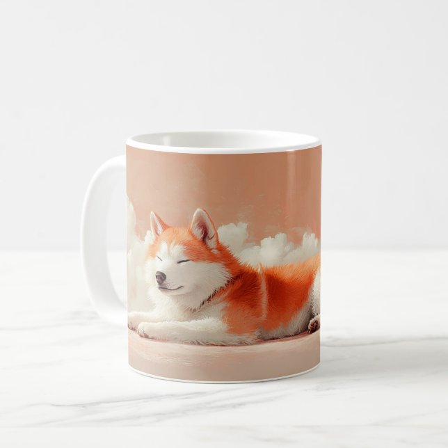 Taza De Café Ilustracion Personalizado Akita Dog Cute (Anverso izquierdo)