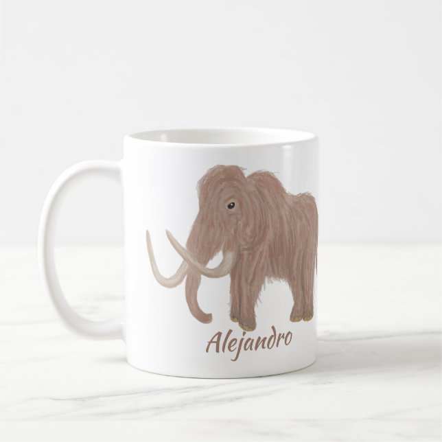 Taza De Café Ilustracion personalizado de mamut lana marrón (Izquierda)