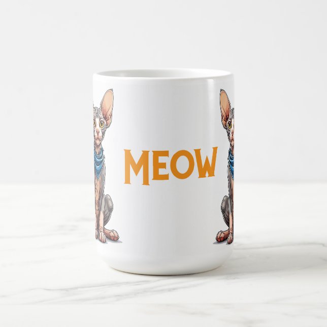 Taza De Café ilustracion personalizado de un gato Sfinx (Centro)