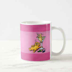 Taza De Café Ilustracion Personalizado rosado de cócteles y gat