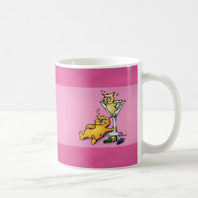 Taza De Café Ilustracion Personalizado rosado de cócteles y gat (Derecha)