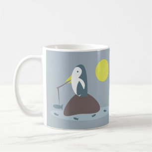 Taza De Café Ilustracion Pesquero Pingüino Cute