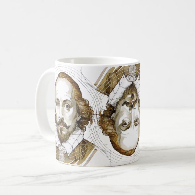 Taza De Café Ilustracion retrato de William Shakespeare Gold (Anverso izquierdo)