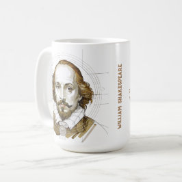 Taza De Café Ilustracion retrato de William Shakespeare Gold