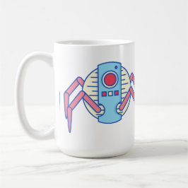 Taza De Café Ilustracion retro Blue Robot Spider Walker