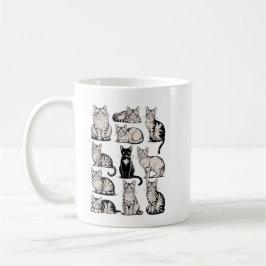 Taza De Café Ilustración retro de gato estética vintage años 90