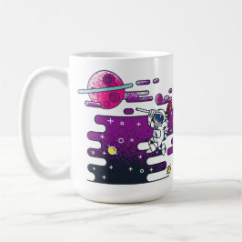 Taza De Café Ilustracion retro vibrante astronauta espacial