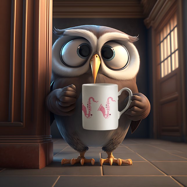 Taza De Café Ilustracion saxofónico Purpurina rosa (Subido por el creador)