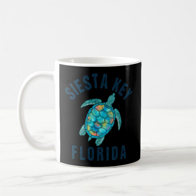 Taza De Café Ilustracion Siesta Key Fl Beach Sea Turtle (Izquierda)