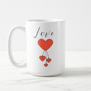 Taza De Café Ilustracion simple con corazones escarlatos Amor