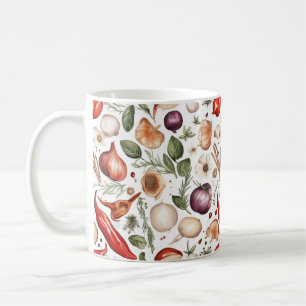 Taza De Café Ilustracion sin mar de una variedad de verduras de